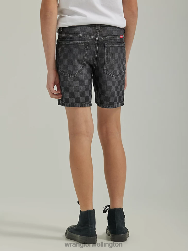 Black Checkered Denim Short Boys Clothing Wrangler P2B6R1039