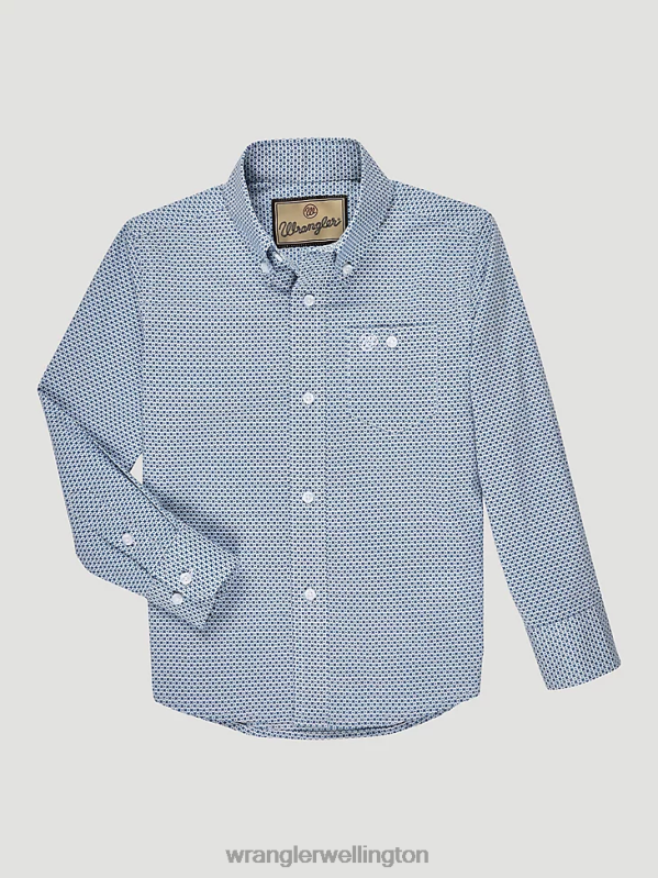 Blue Sea Cross Classic Button-Down Print Shirt Boys Clothing Wrangler P2B6R1026