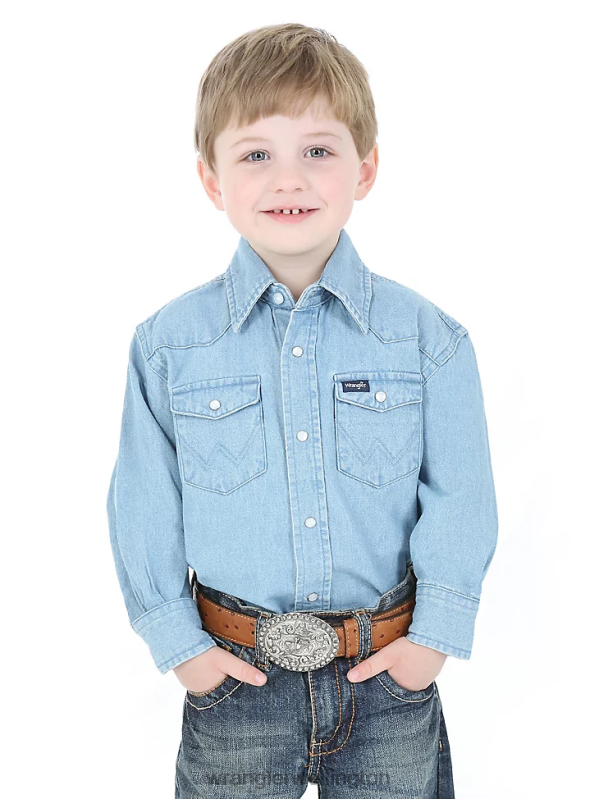 Denim Cowboy Cut Western Snap Shirt Boys Clothing Wrangler P2B6R969