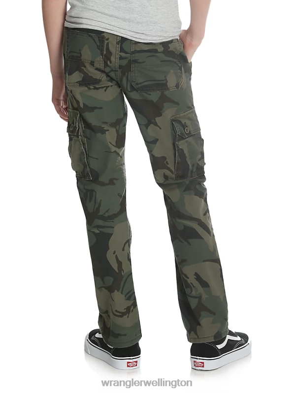 Forest Green Camo Slim Straight Stretch Cargo Pant Boys Clothing Wrangler P2B6R956