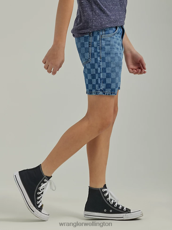Indigo Checkered Denim Short Boys Clothing Wrangler P2B6R1038