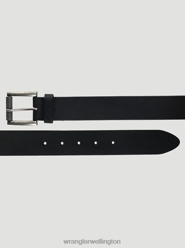 Black Stitched Leather Belt Men Accessories Wrangler P2B6R701