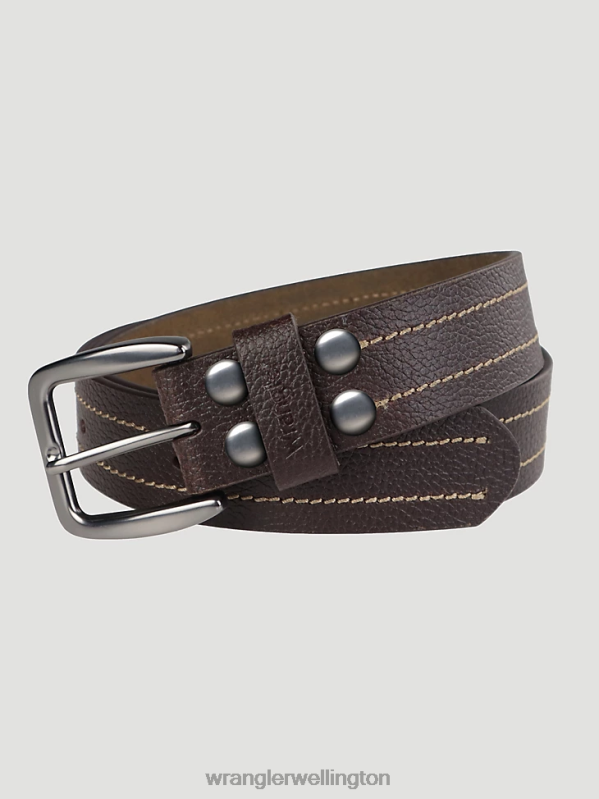 Brown Pebble Grain Leather Belt Men Accessories Wrangler P2B6R703