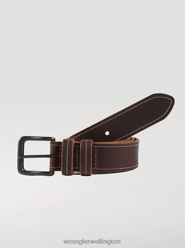 Brown Pull-Up Stitch Belt Men Accessories Wrangler P2B6R719