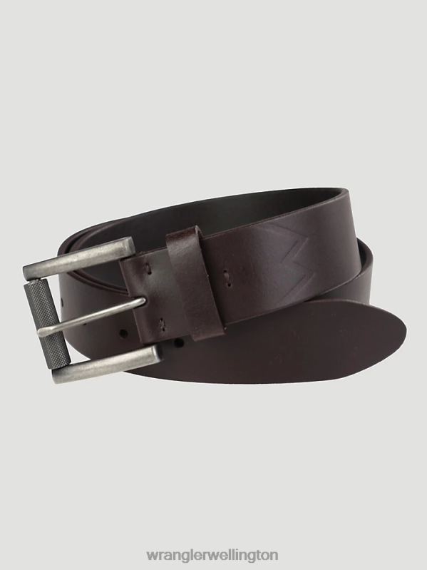 Brown Stitched Leather Belt Men Accessories Wrangler P2B6R700