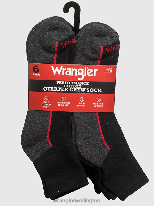 Black Cushioned Ankle Socks (6-Pack) Men Accessories Wrangler P2B6R723