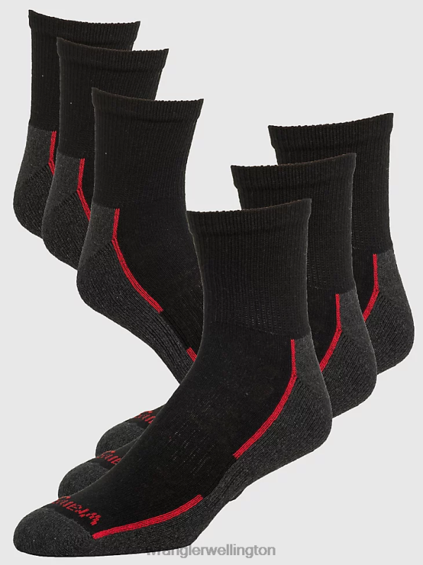 Black Cushioned Ankle Socks (6-Pack) Men Accessories Wrangler P2B6R723