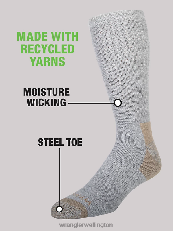 Grey Crew Work Socks (6-pack) Men Accessories Wrangler P2B6R728
