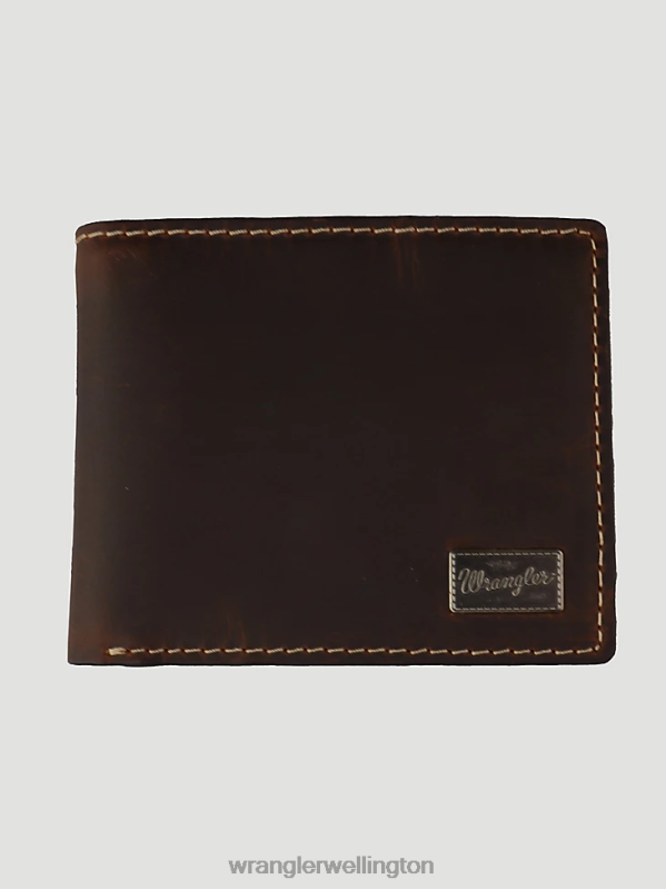 Cognac Metal Patch Bi-fold Wallet Men Accessories Wrangler P2B6R708