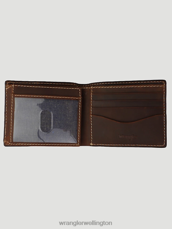 Cognac Metal Patch Bi-fold Wallet Men Accessories Wrangler P2B6R708