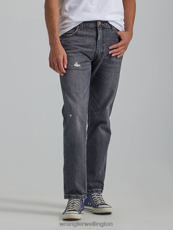 Ripped Black Greensboro Straight Leg Jean Men Clothing Wrangler P2B6R65