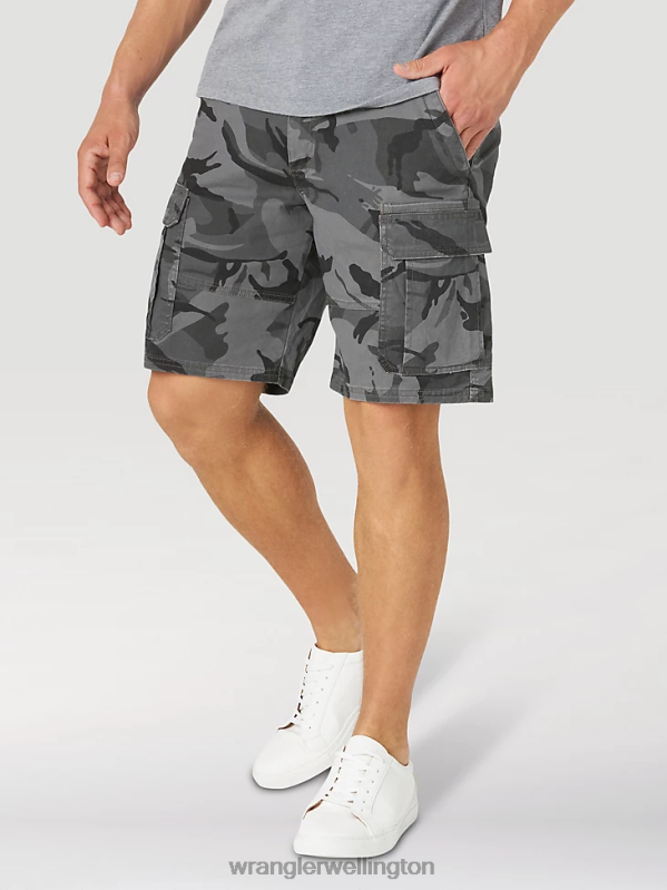 Anthracite Camo Authentics Stretch Cargo Short Men Clothing Wrangler P2B6R562