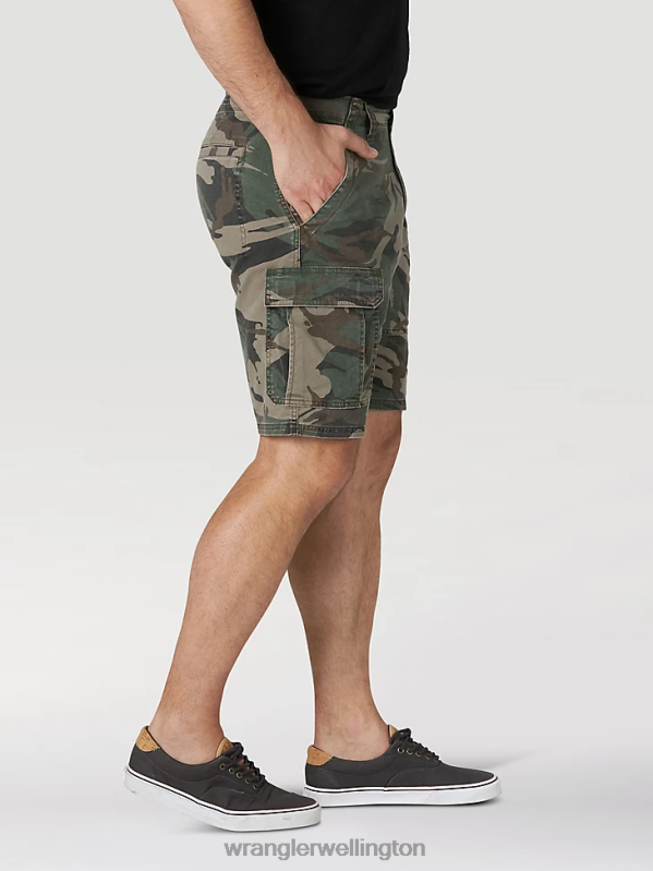 Green Camo Authentics Stretch Cargo Short Men Clothing Wrangler P2B6R561
