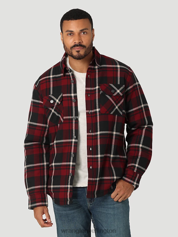Cabernet Heavyweight Plaid Sherpa Lined Shirt Jacket Men Clothing Wrangler P2B6R387