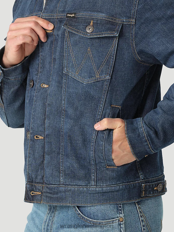 Dark Indigo Sherpa Lined Denim Jacket Men Clothing Wrangler P2B6R614