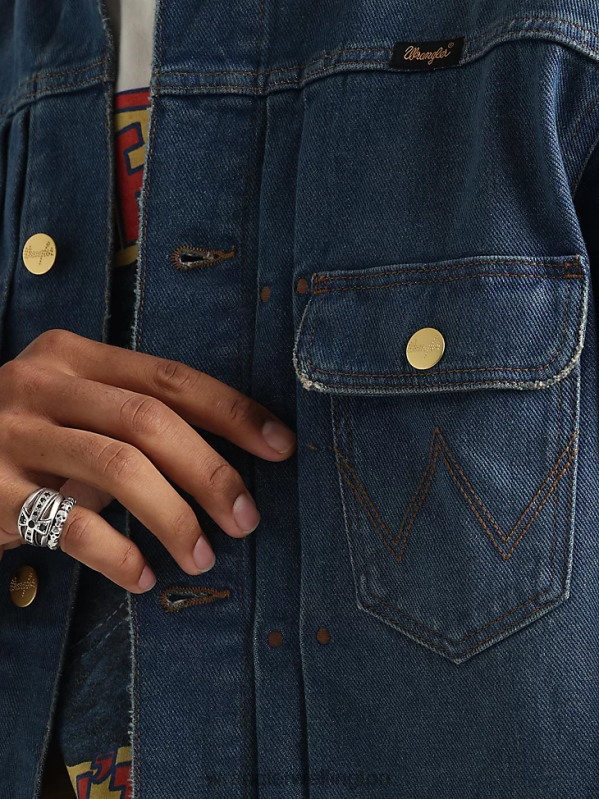Dark Wash Classic Denim Trucker Jacket Men Clothing Wrangler P2B6R611