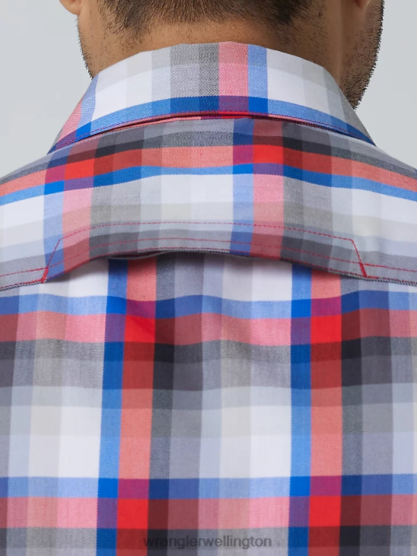 Amethyst City Eco-Friendly Plaid Short Sleeve Camp Shirt Men Clothing Wrangler P2B6R654