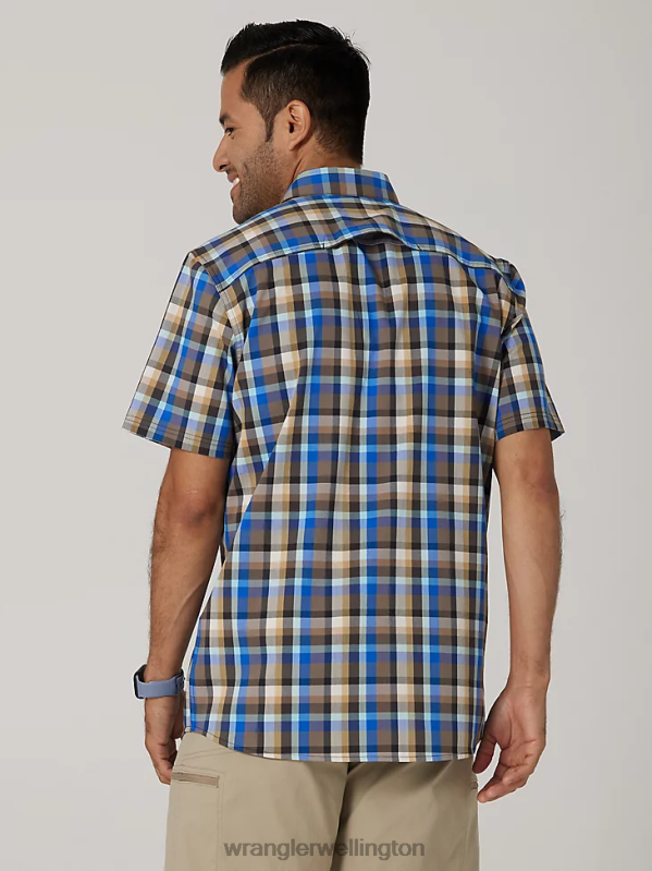 Amethyst Seaside Eco-Friendly Plaid Short Sleeve Camp Shirt Men Clothing Wrangler P2B6R400