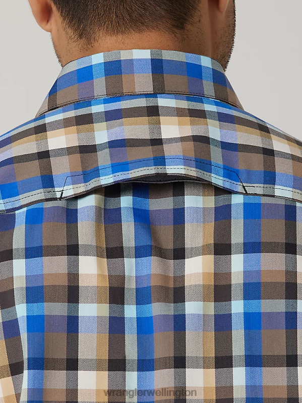 Amethyst Seaside Eco-Friendly Plaid Short Sleeve Camp Shirt Men Clothing Wrangler P2B6R400