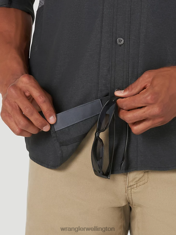 Black ATG Mix Material Shirt Men Clothing Wrangler P2B6R379