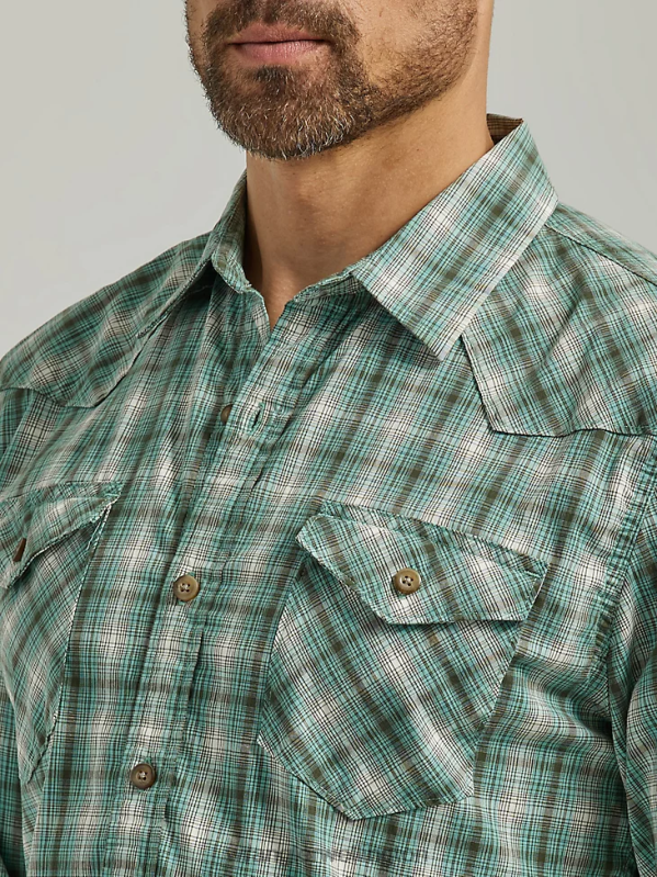 Canton Cowboy Wash Plaid Shirt Men Clothing Wrangler P2B6R413