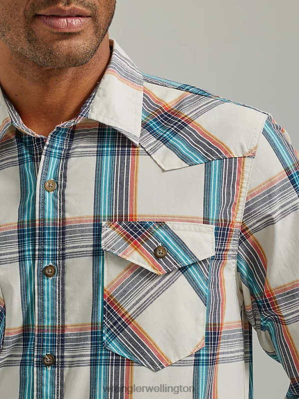 Honey Cowboy Wash Plaid Shirt Men Clothing Wrangler P2B6R411