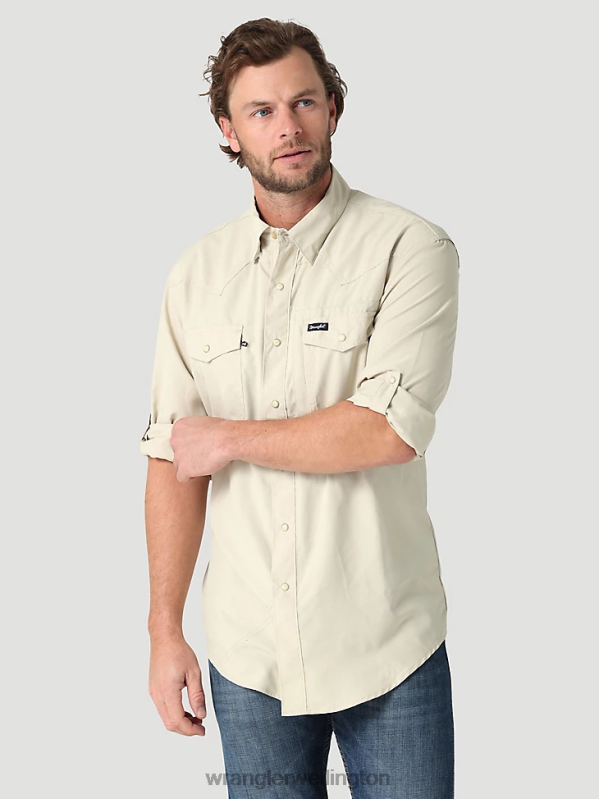 Overcast Performance Snap Long Sleeve Solid Shirt Men Clothing Wrangler P2B6R432