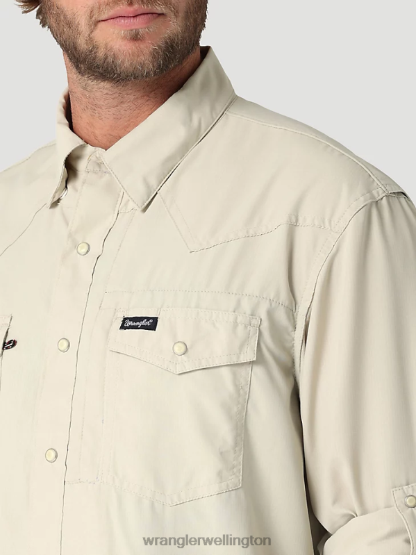 Overcast Performance Snap Long Sleeve Solid Shirt Men Clothing Wrangler P2B6R432