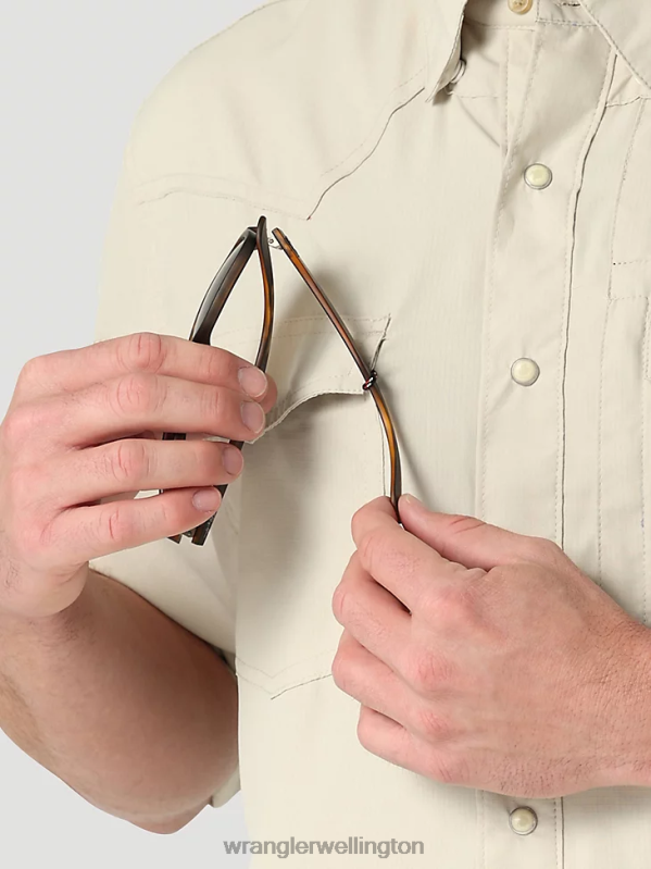 Overcast Performance Snap Long Sleeve Solid Shirt Men Clothing Wrangler P2B6R432