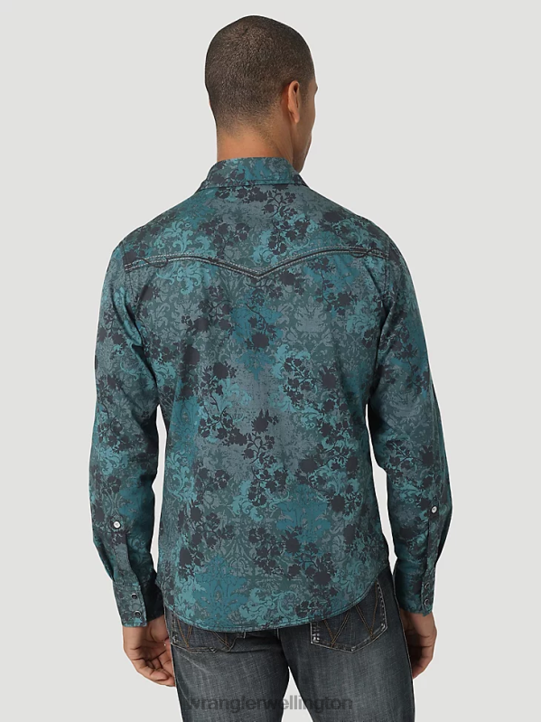 Rawhide Cowboy Cut Firm Finish Long Sleeve Western Snap Solid Work Shirt Men Clothing Wrangler P2B6R416