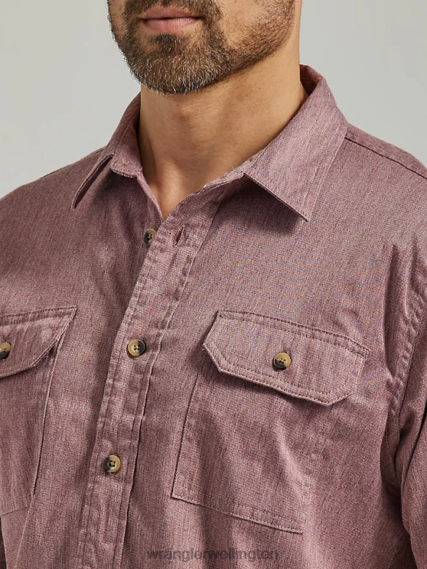 Sable Heather Epic Soft Flex Twill Shirt Men Clothing Wrangler P2B6R358