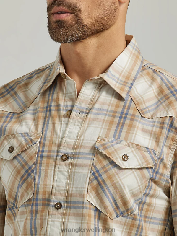 Twill Cowboy Wash Plaid Shirt Men Clothing Wrangler P2B6R410