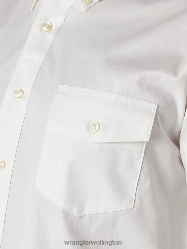 White Painted Desert Long Sleeve Button Down Lightweight Solid Twill Shirt Men Clothing Wrangler P2B6R298