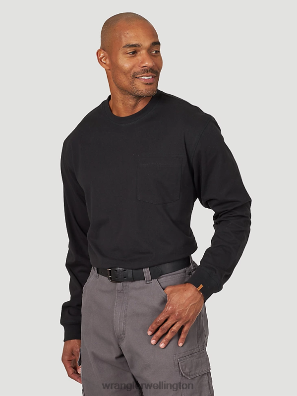 Black RIGGS Workwear Long Sleeve 1 Pocket Performance T-Shirt Men Clothing Wrangler P2B6R284