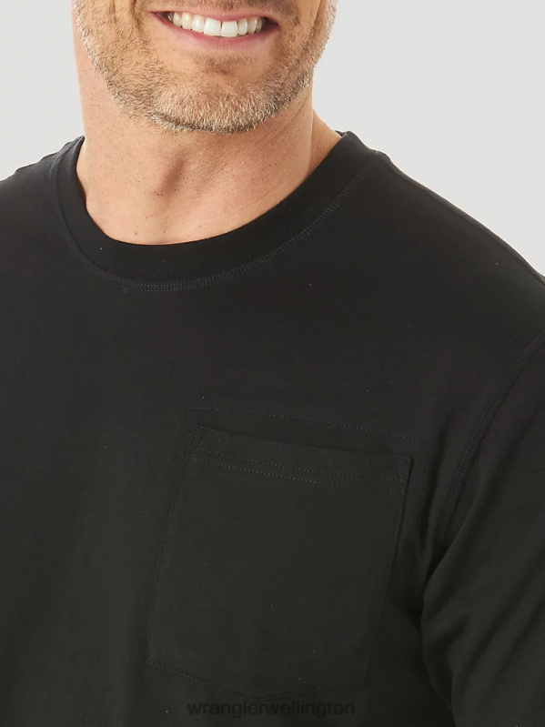 Black RIGGS Workwear Short Sleeve 1 Pocket Performance T-Shirt Men Clothing Wrangler P2B6R277