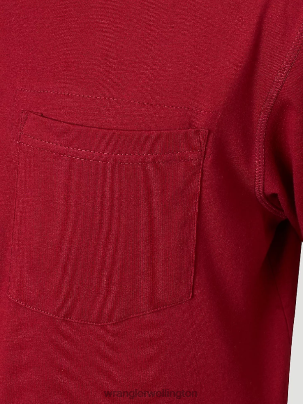 Currant Red RIGGS Workwear Short Sleeve 1 Pocket Performance T-Shirt Men Clothing Wrangler P2B6R276