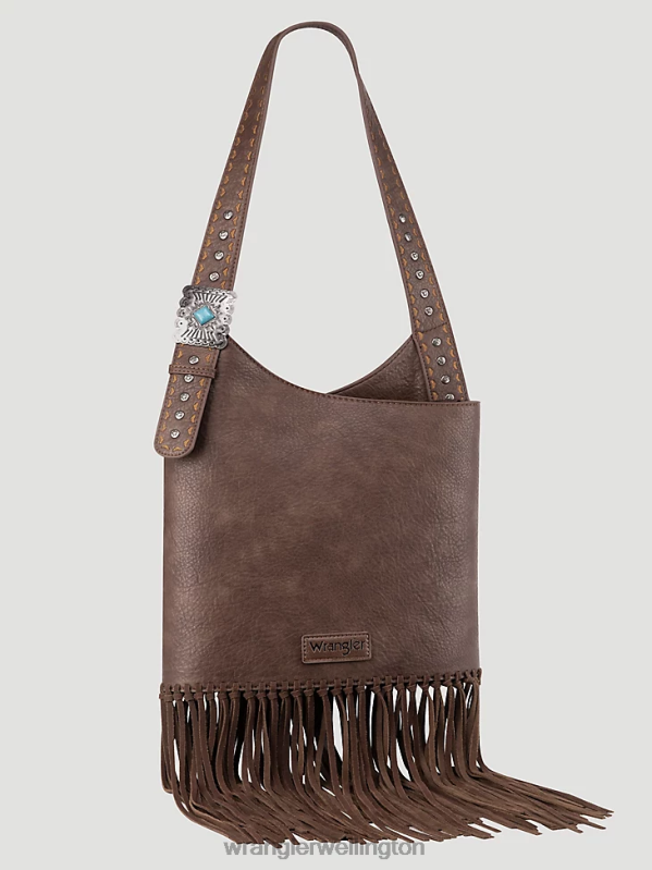 Brown Fringe Studded Cross Body Women Accessories Wrangler P2B6R910