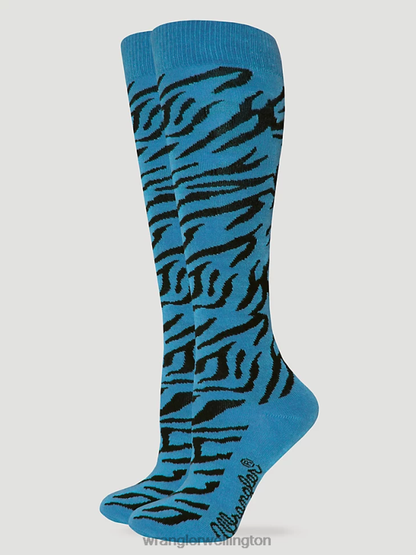 Teal Zebra Knee High Socks Women Accessories Wrangler P2B6R915