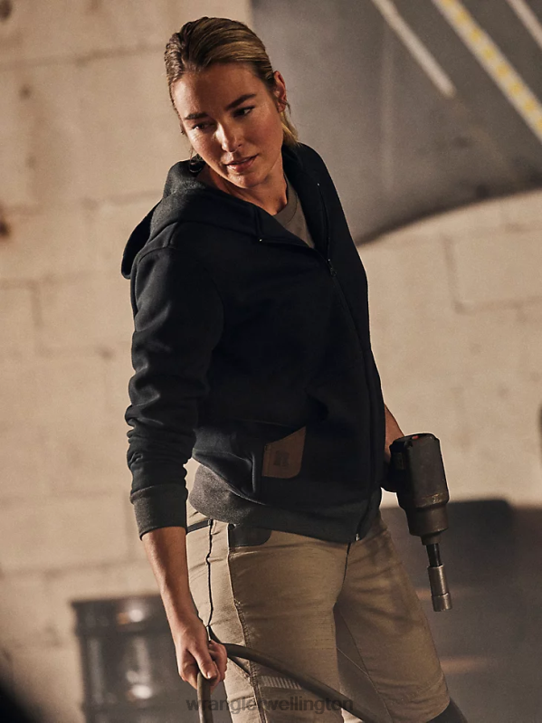Black RIGGS Workwear Full Zip Work Hoodie Women Clothing Wrangler P2B6R866