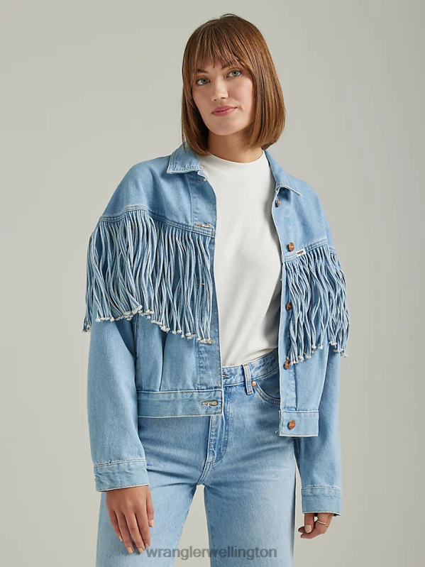 Icy Blue Girlfriend Denim Jacket Women Clothing Wrangler P2B6R854