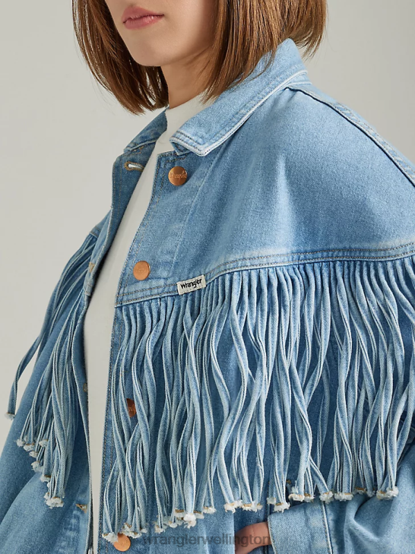 Icy Blue Girlfriend Denim Jacket Women Clothing Wrangler P2B6R854