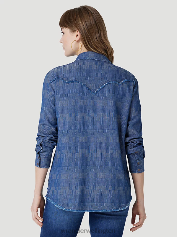 Black Long Sleeve One Point Front and Back Yokes Solid Top Women Clothing Wrangler P2B6R888