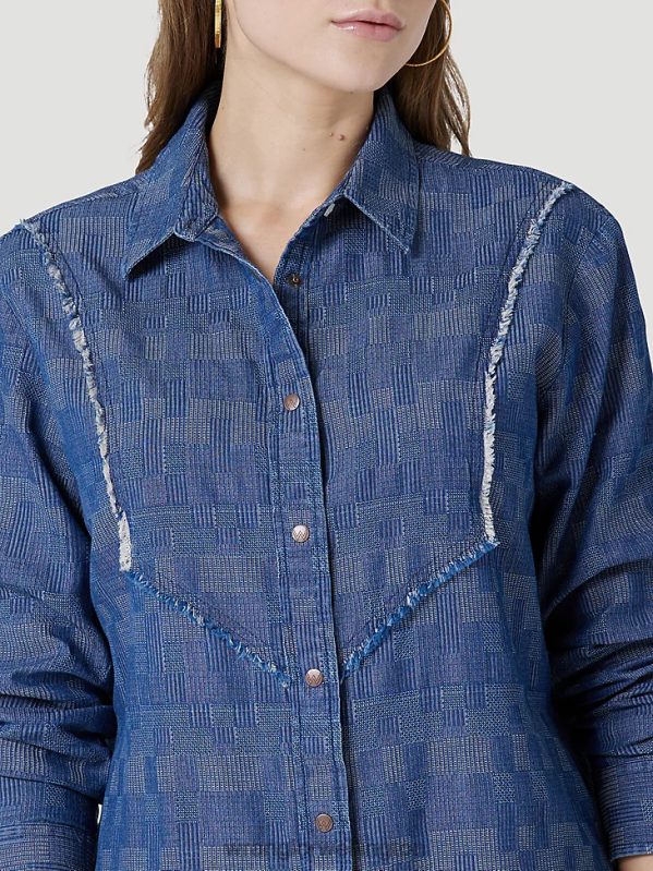 Black Long Sleeve One Point Front and Back Yokes Solid Top Women Clothing Wrangler P2B6R888