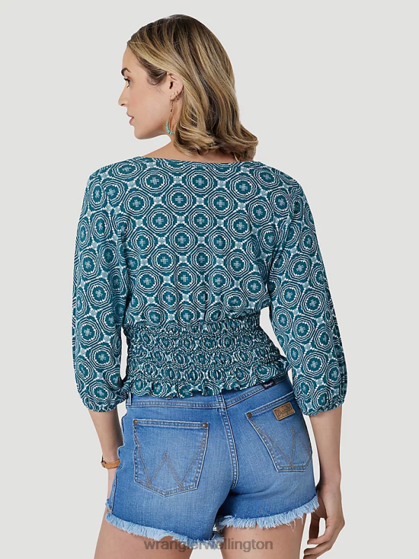 Black Long Sleeve One Point Front and Back Yokes Solid Top Women Clothing Wrangler P2B6R888