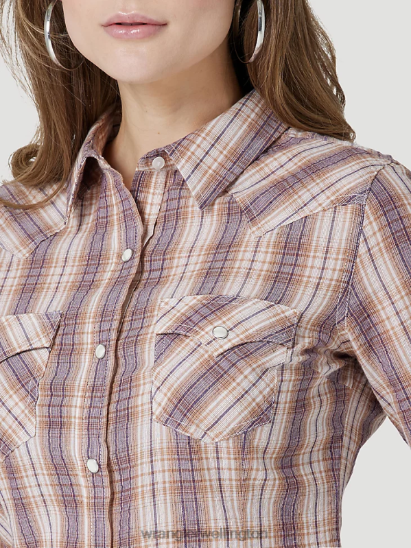 Black Long Sleeve One Point Front and Back Yokes Solid Top Women Clothing Wrangler P2B6R888