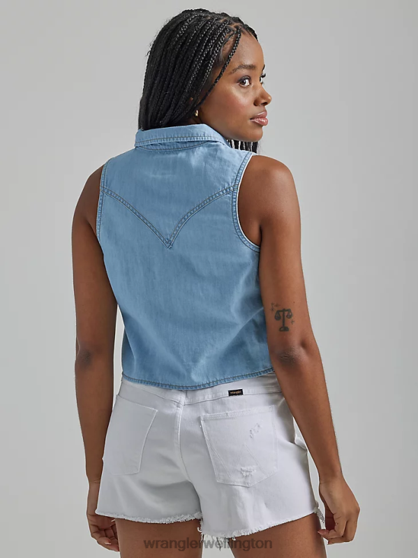 Maui Blue Western Tie Front Shirt Women Clothing Wrangler P2B6R884