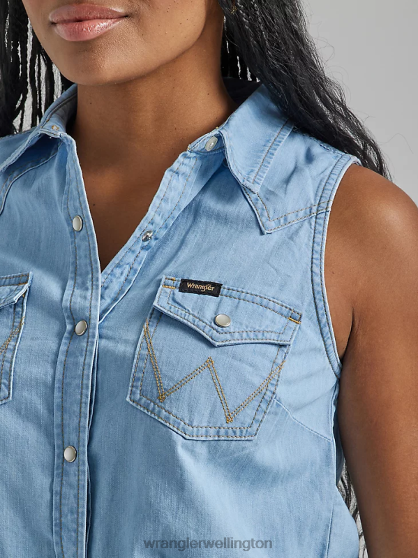 Maui Blue Western Tie Front Shirt Women Clothing Wrangler P2B6R884