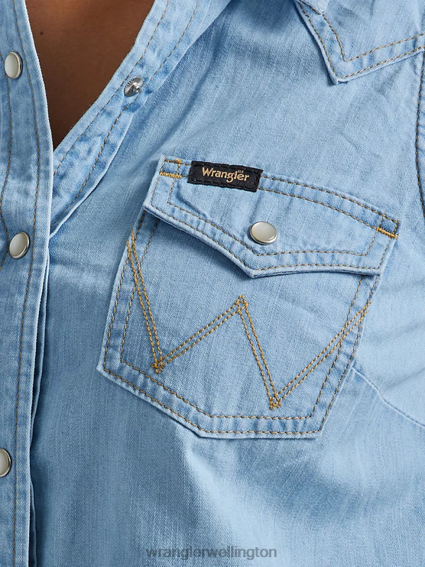 Maui Blue Western Tie Front Shirt Women Clothing Wrangler P2B6R884