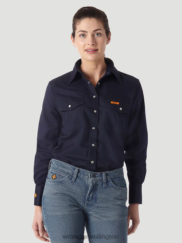 Navy FR Flame Resistant Long Sleeve Solid Women Clothing Wrangler P2B6R894