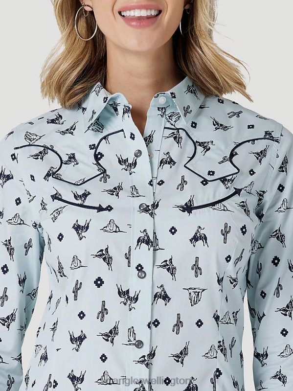 Red Retro Americana Bandana Western Snap Shirt Women Clothing Wrangler P2B6R882